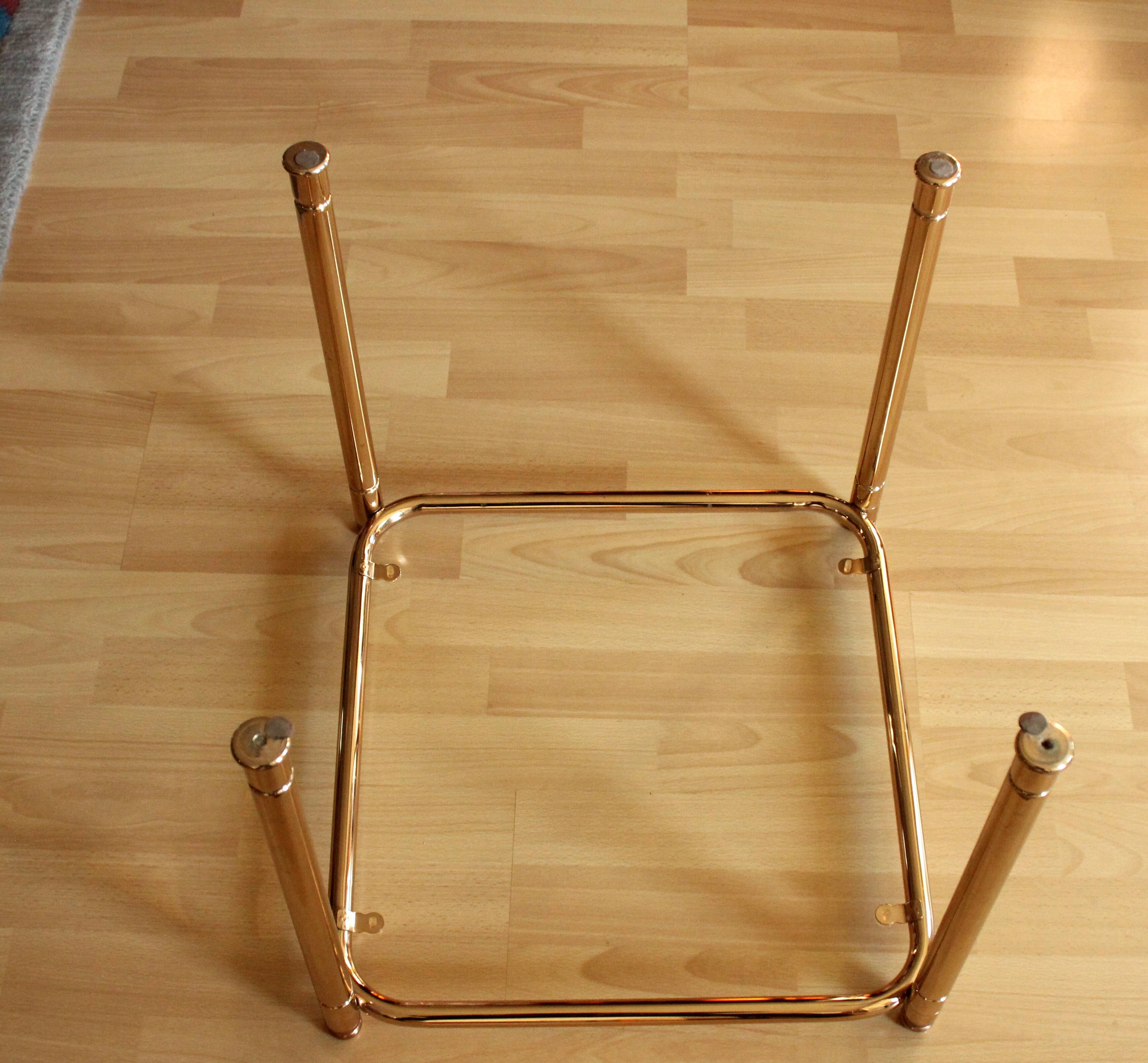 Space Age brass side table with smoked glass plate - vintage