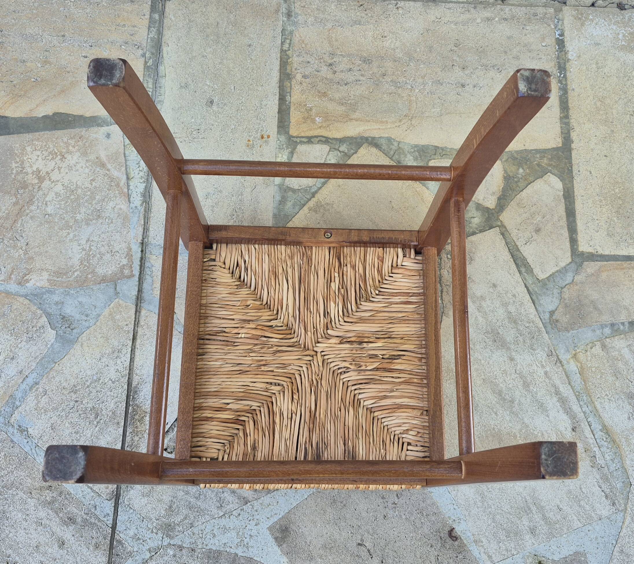Tabouret paillé Français vintage