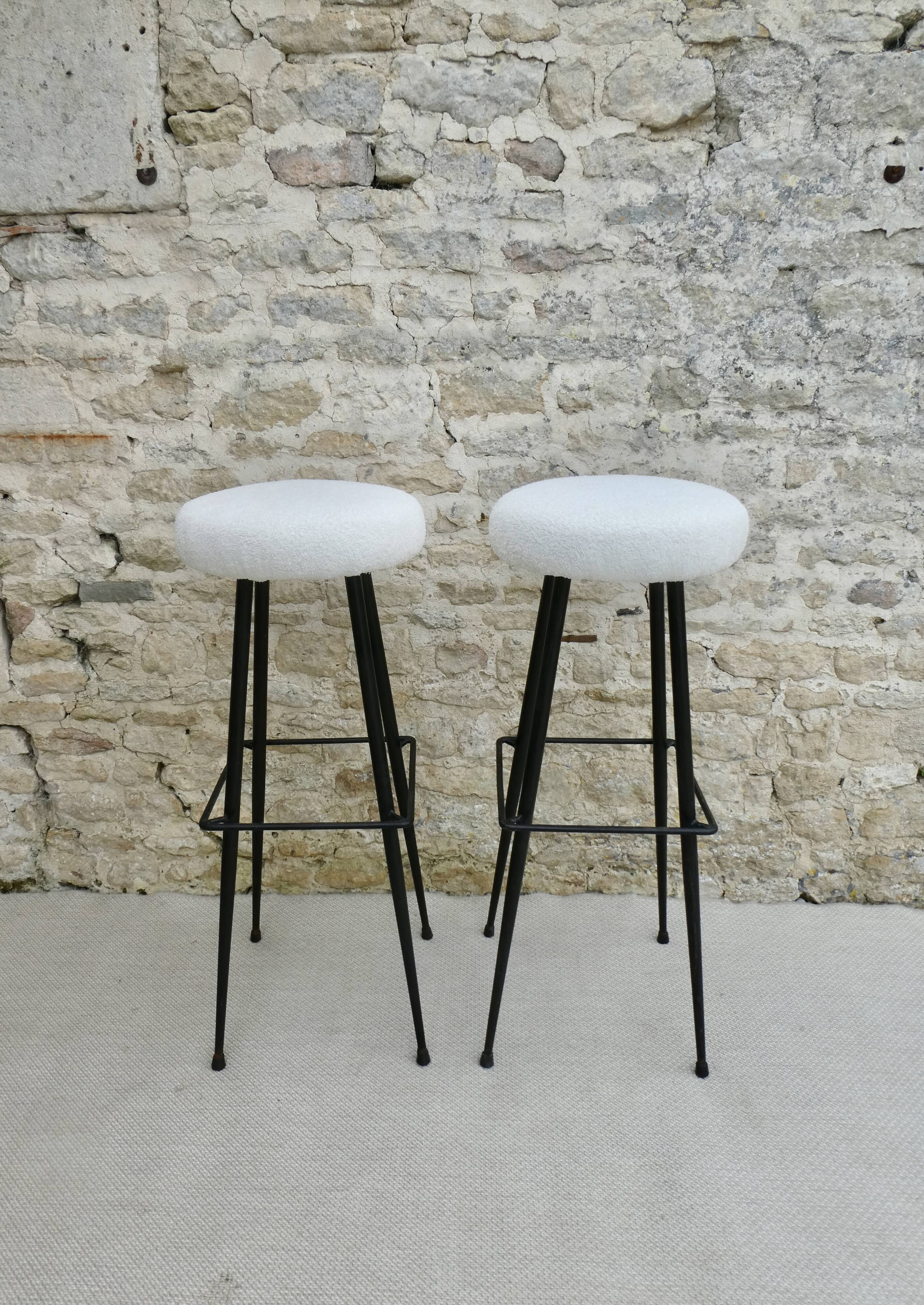 Pair of metal bar top stools in the 60s