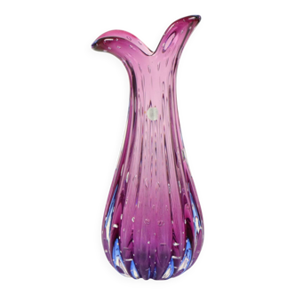 Italian Vase Bullicante Murano Glass Purple Blue 28cm