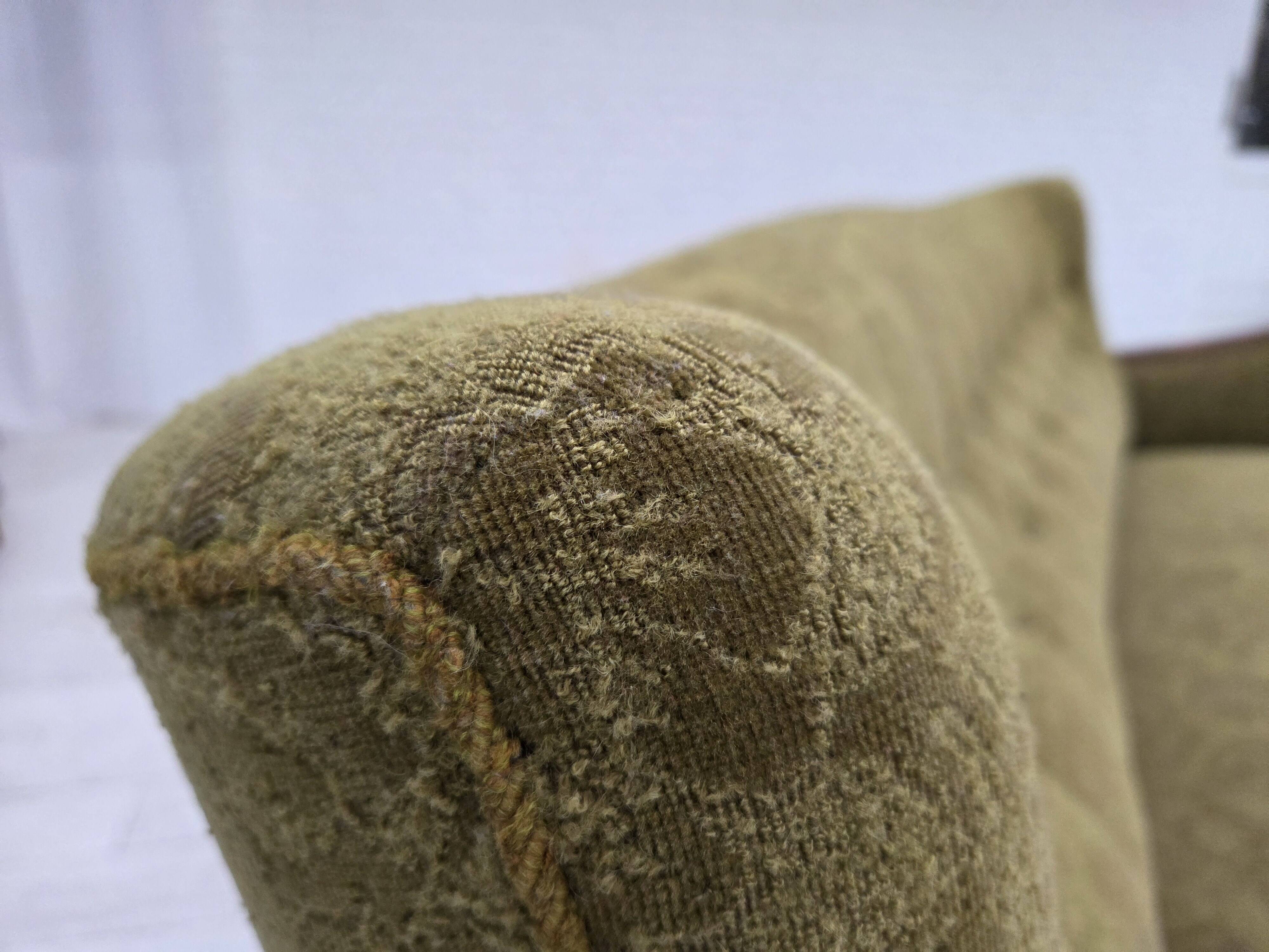 1960s, Danish 3-seater sofa, green furniture velour, ash wood legs.