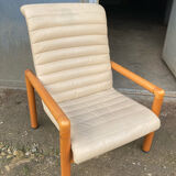 80s cream leather armchair Flàttoto