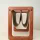 Vildbjerg magazine rack, Danish Mid Century Modern magazine rack in teak and suede
