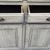 Two-part oak sideboard cabinet with old gray patina