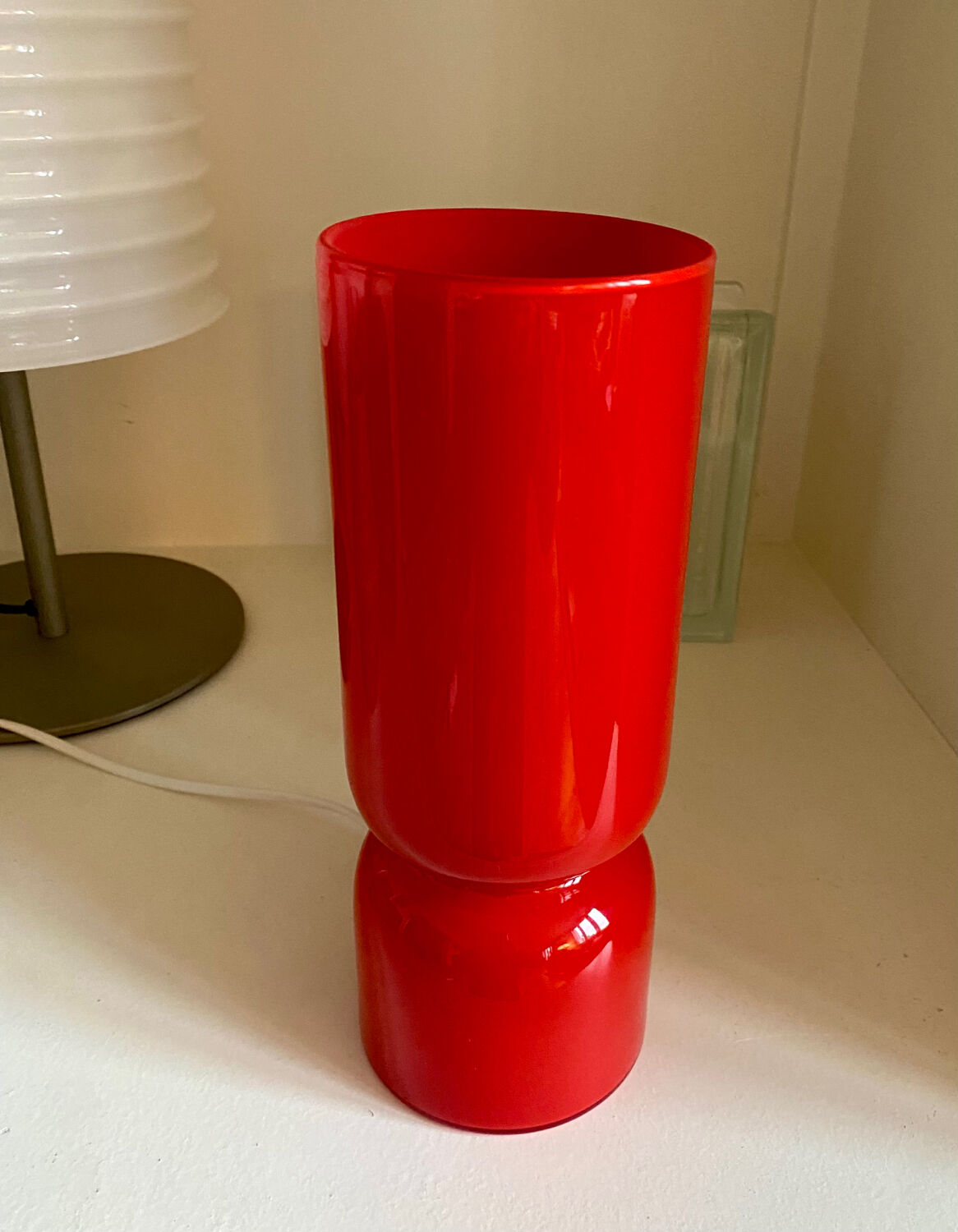 Lamp cylinder tube in vintage red glass