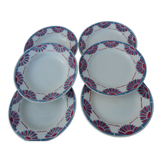 Set of 3 flat plates and 3 hollow plates