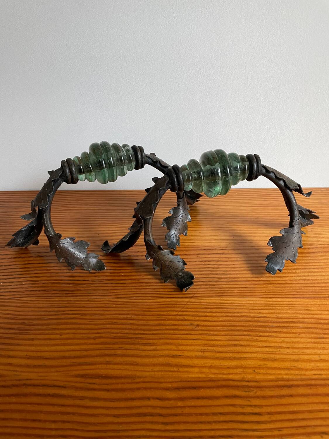 Wrought iron and glass door handle