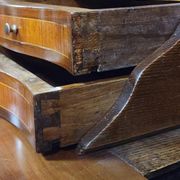 Louis XV period curved secretary desk in marquetry, circa 1750