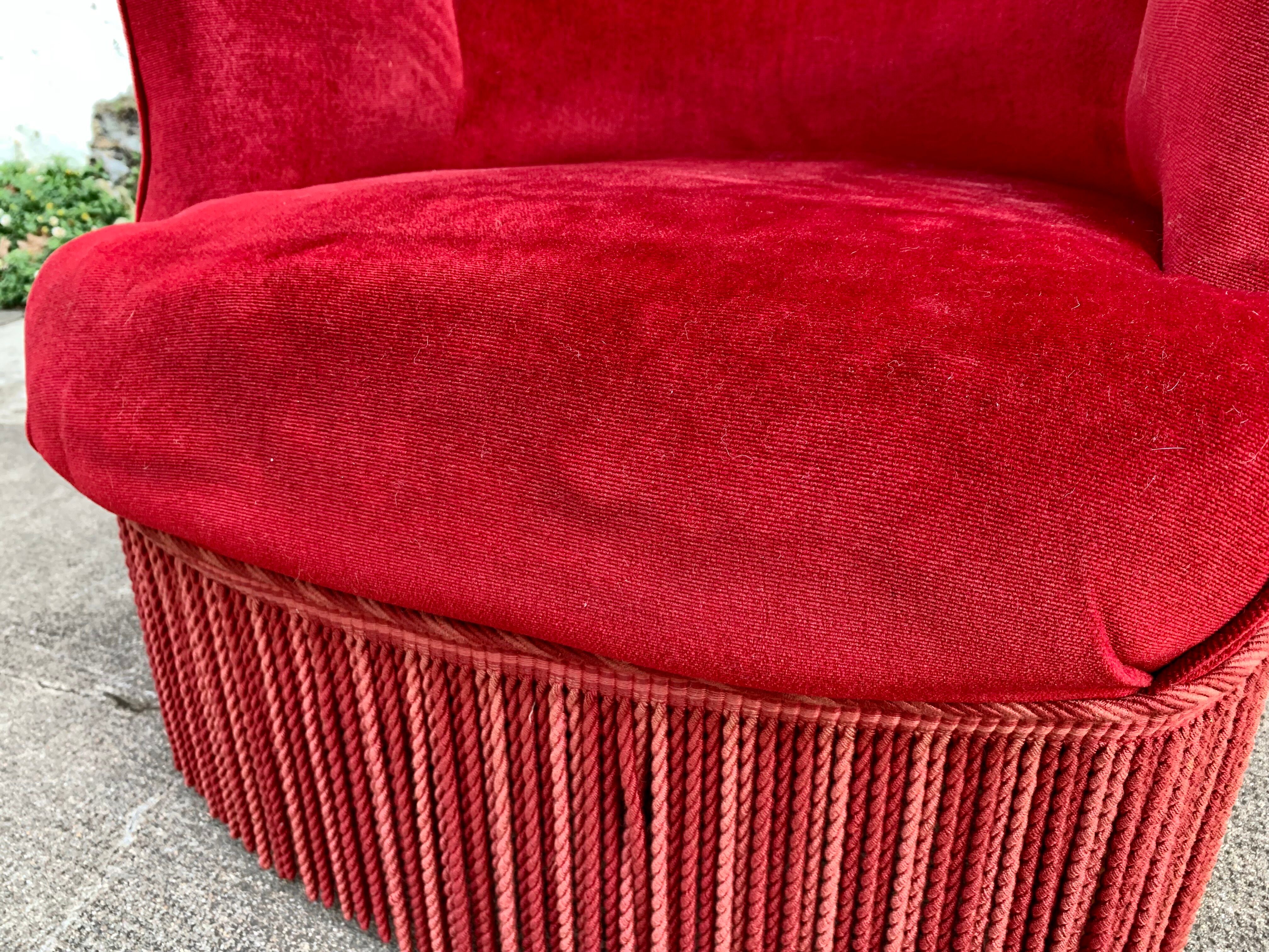 Red velvet toad armchair