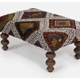 Turkish Handwoven Kilim Tribal Footstool Pouf
