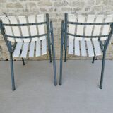 Pair of wooden and metal armchairs from the 60s