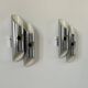 Pair of double wall lights, chrome metal, France, 1960