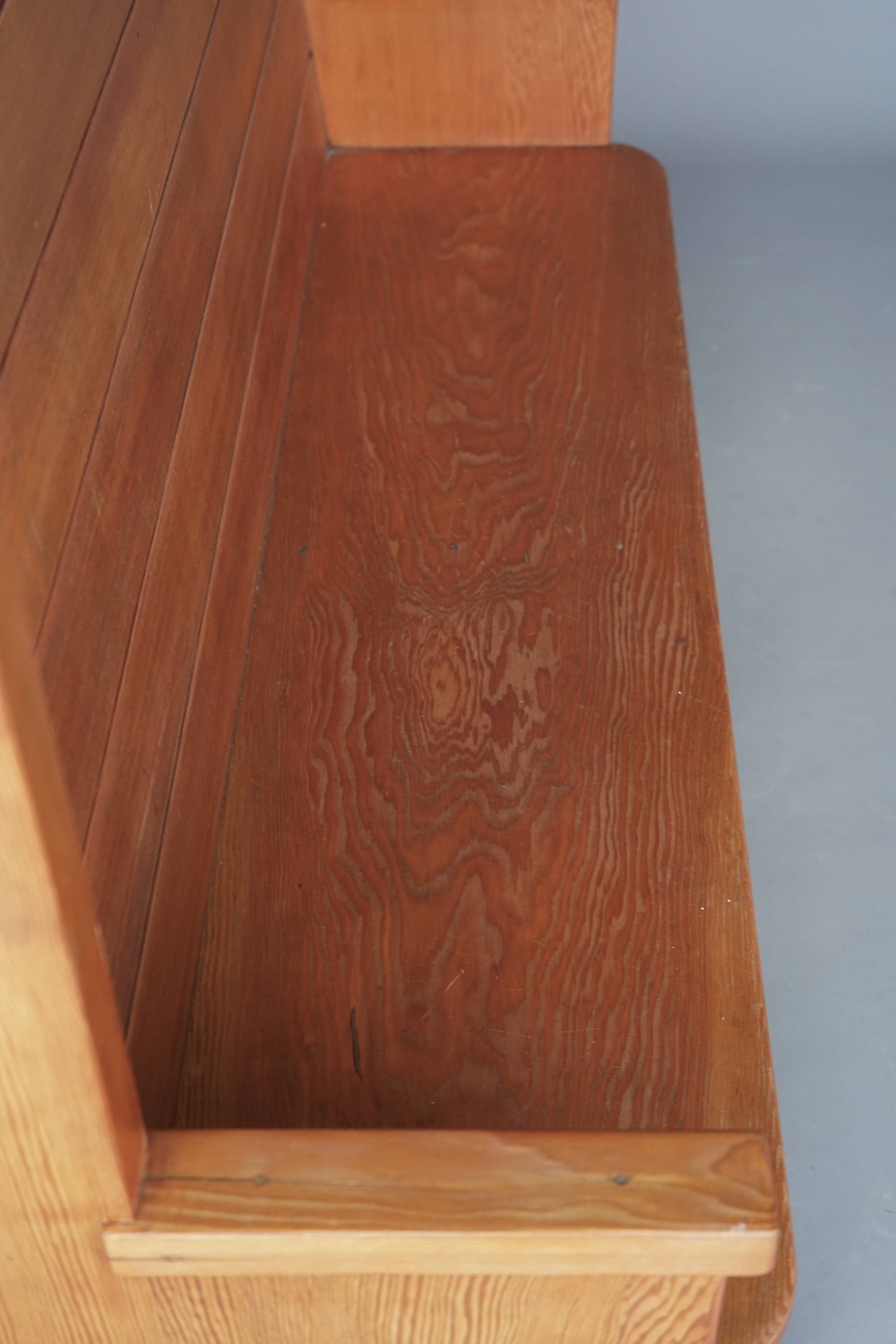 Traditionalist Dutch pine Church Bench, 1930s