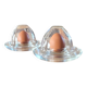 2 egg cups with matching glass cloches in transparent glass