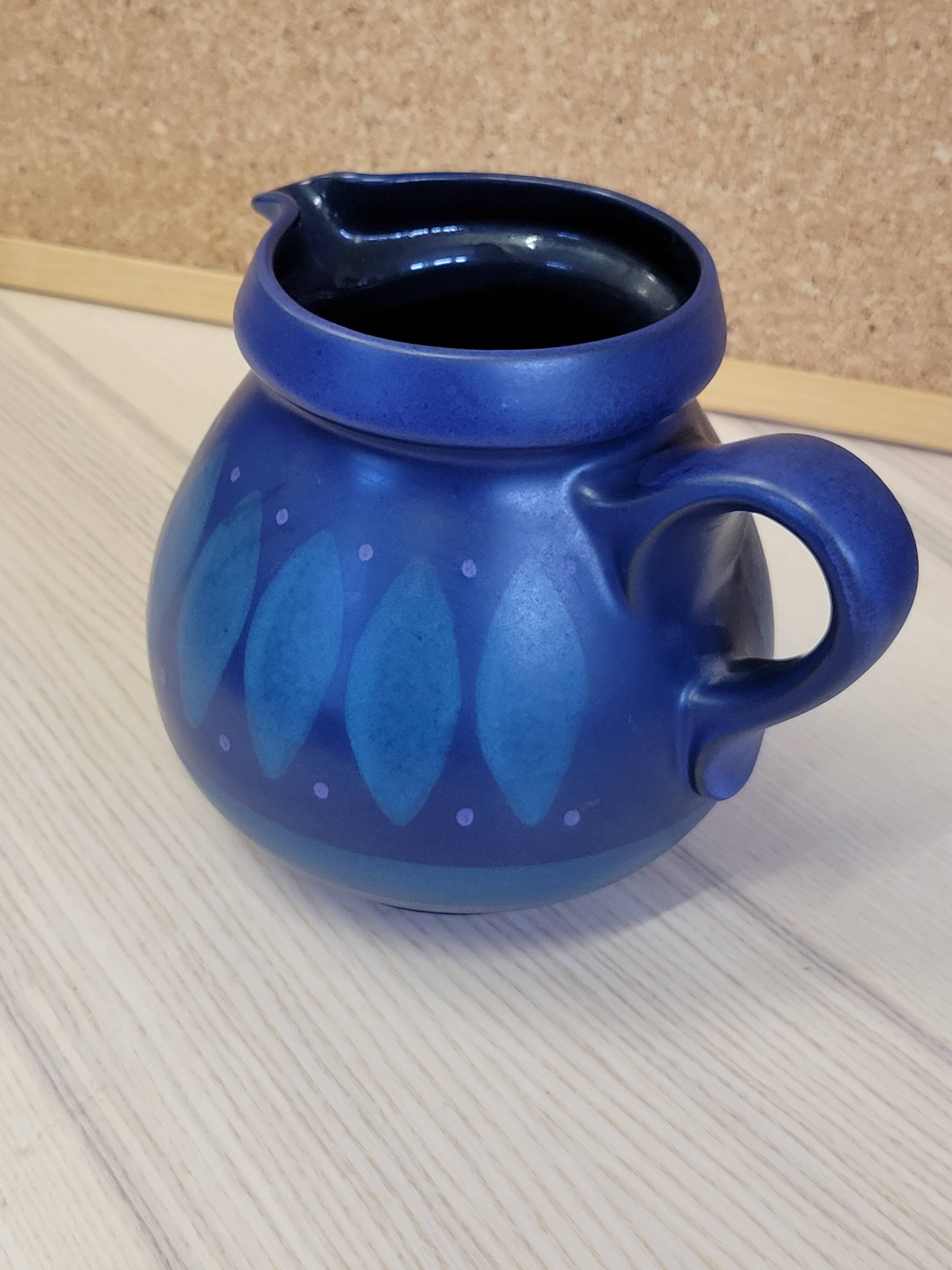 Vintage blue ceramic jug pitcher Porta Celi Spain