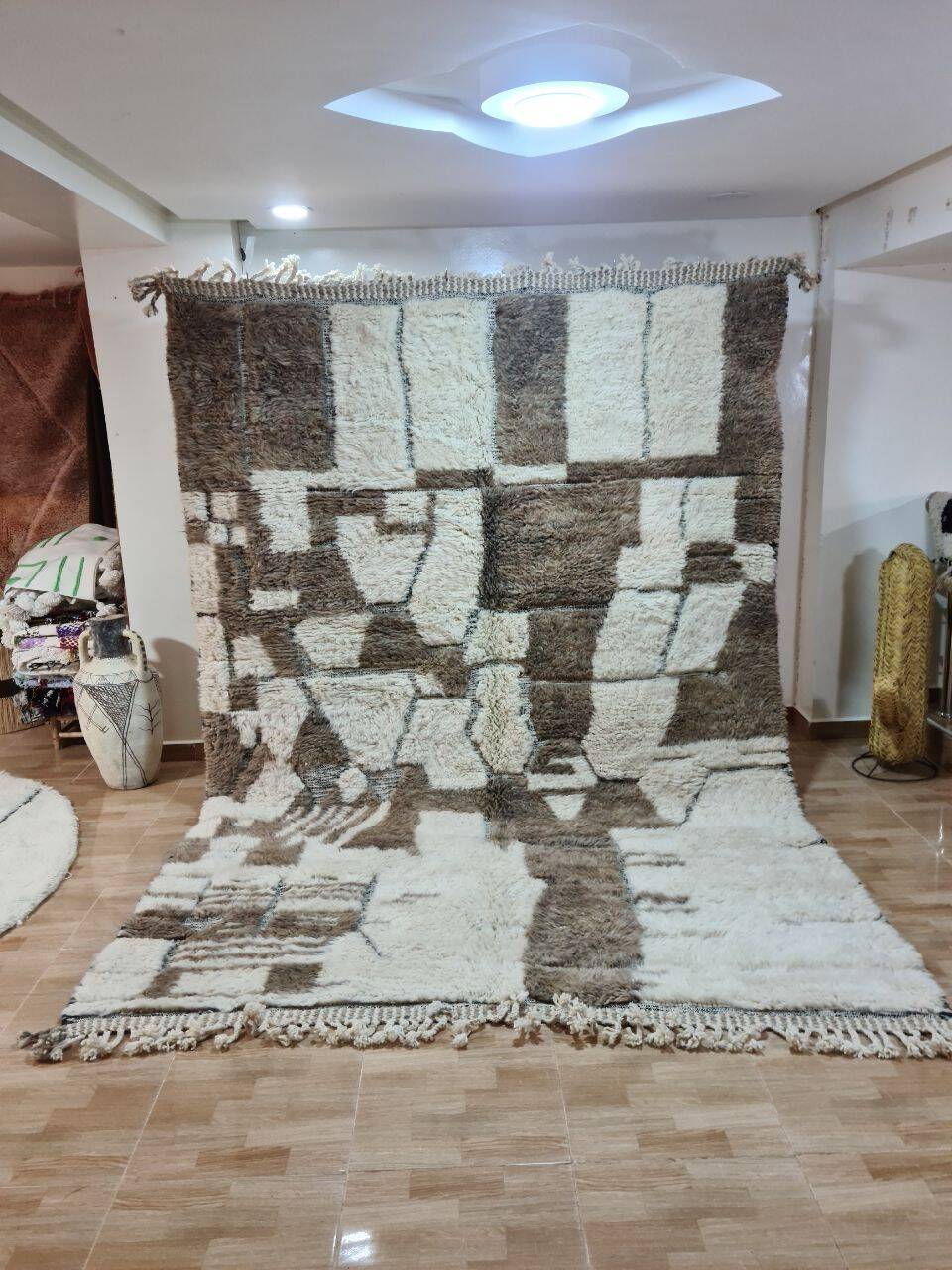 Berber Rug 300x200 cm - Abstract Patterns in Natural Tones
