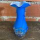 Vintage Murano Glass Vase Blue Flower Decor Blown Italy