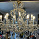 Chandelier 35 Murano glass lamps and crystal tassels D120cm