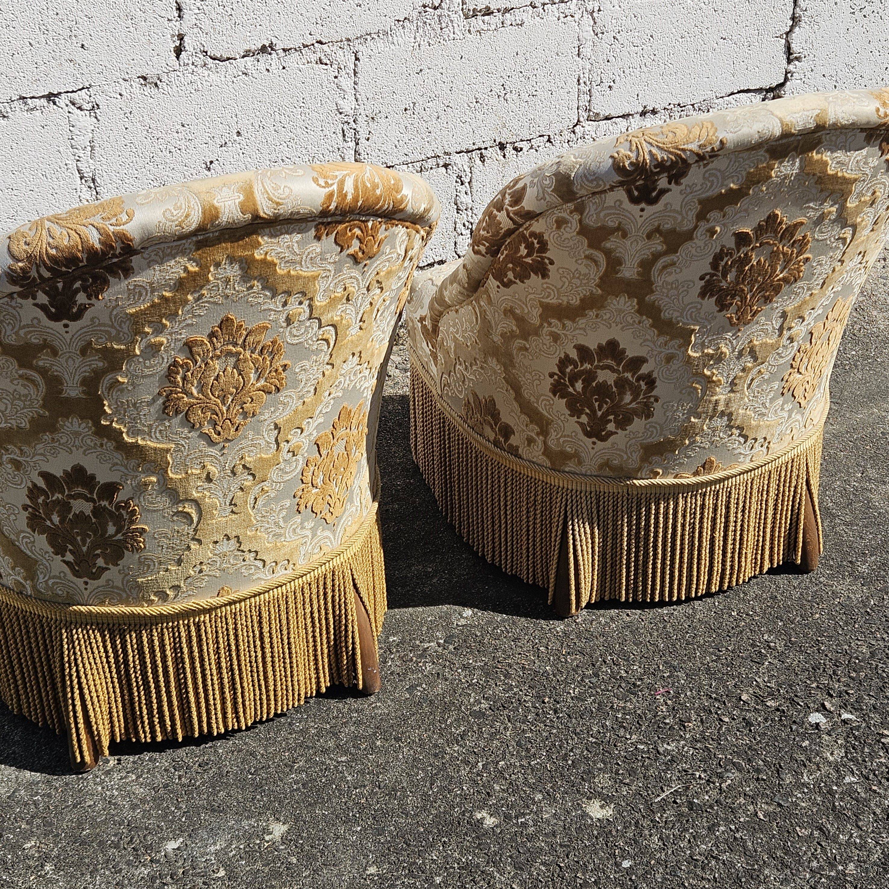 2 French Vintage Crapaud Seater-golden beige Cocktail Chairs 60s