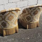 2 French Vintage Crapaud Seater-golden beige Cocktail Chairs 60s