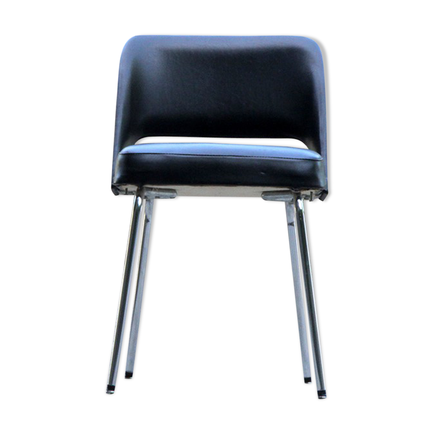 Paire de fauteuils conférence noirs et chrome années 60
