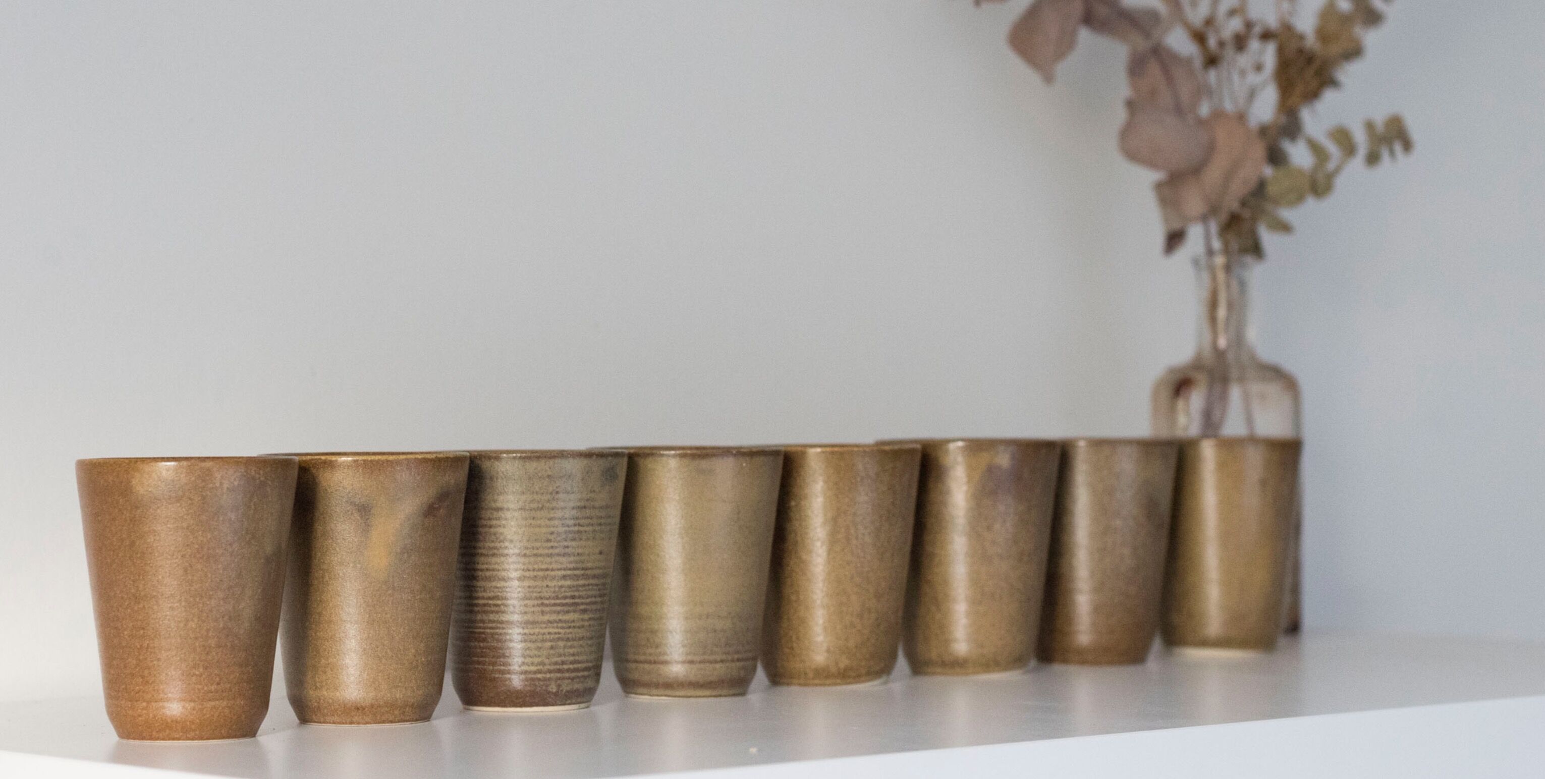 Set of 8 Digoin sandstone glasses