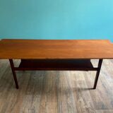 Table basse rectangulaire à deux plateau travail scandinave des années 60