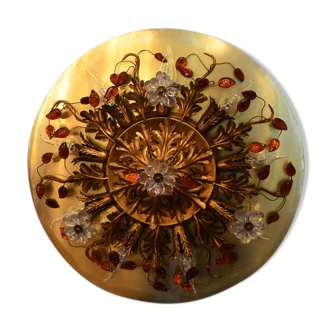 Floral glass wall lamp in Murano glass and brass, 1950