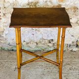 Large vintage side table in bamboo and rattan, circa 1930's