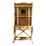 Shelf, console, bamboo, vintage wicker