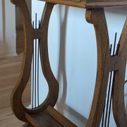 Lyre bedside table, cherry wood, 1960s.