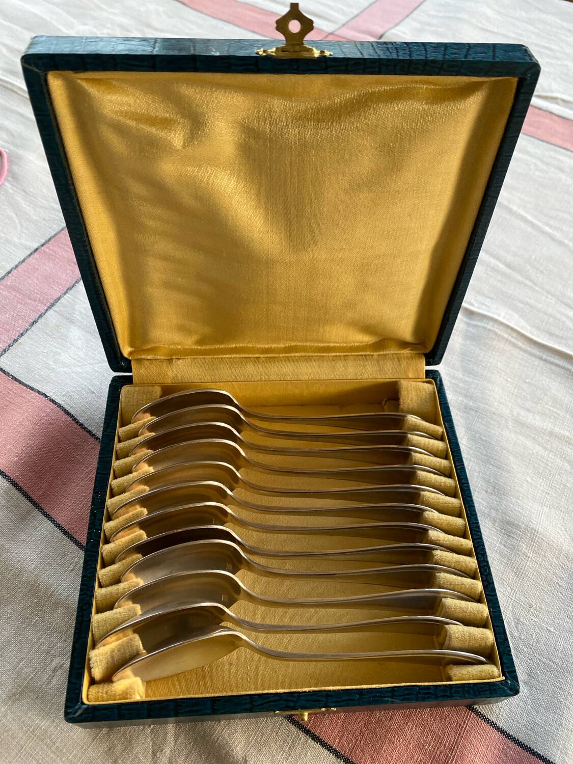 Set of 12 small silver-plated spoons