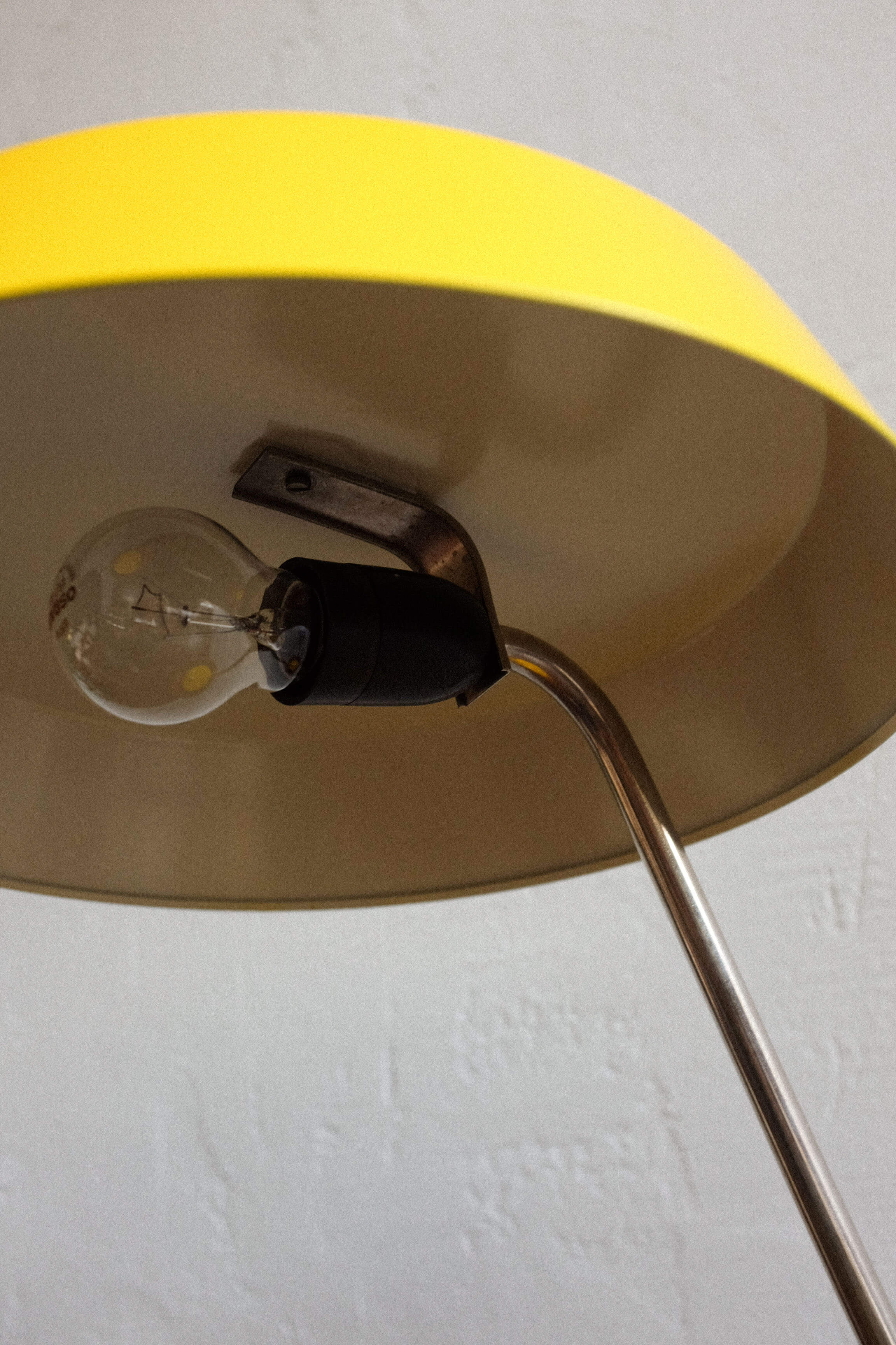 East germany vintage yellow table lamp by veb narva leuchtenbau, 1960s