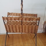 Vintage rattan magazine holder
