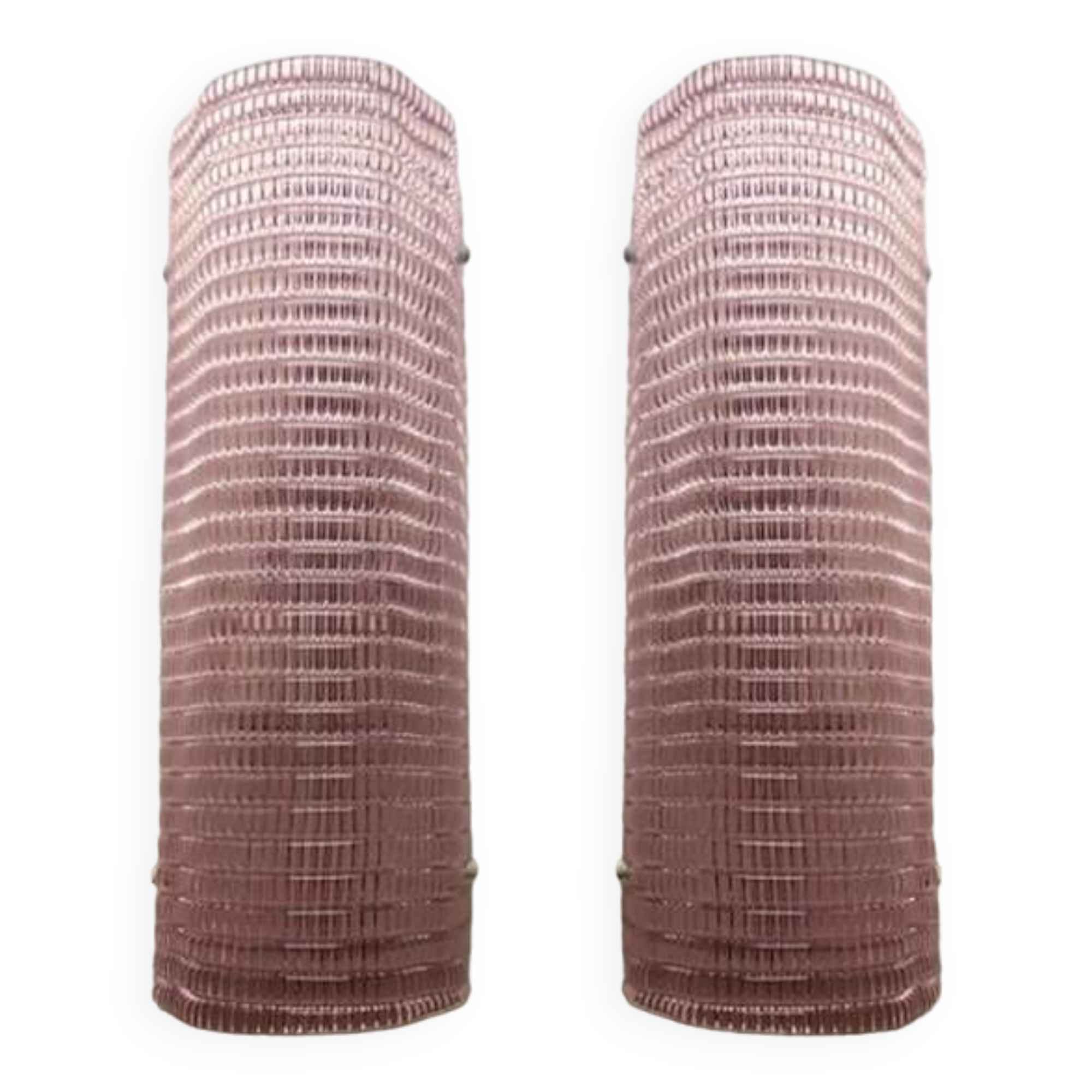 Set of Two Diamond Pink Rectangular Murano Glass Wall Sconce