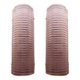 Set of Two Diamond Pink Rectangular Murano Glass Wall Sconce
