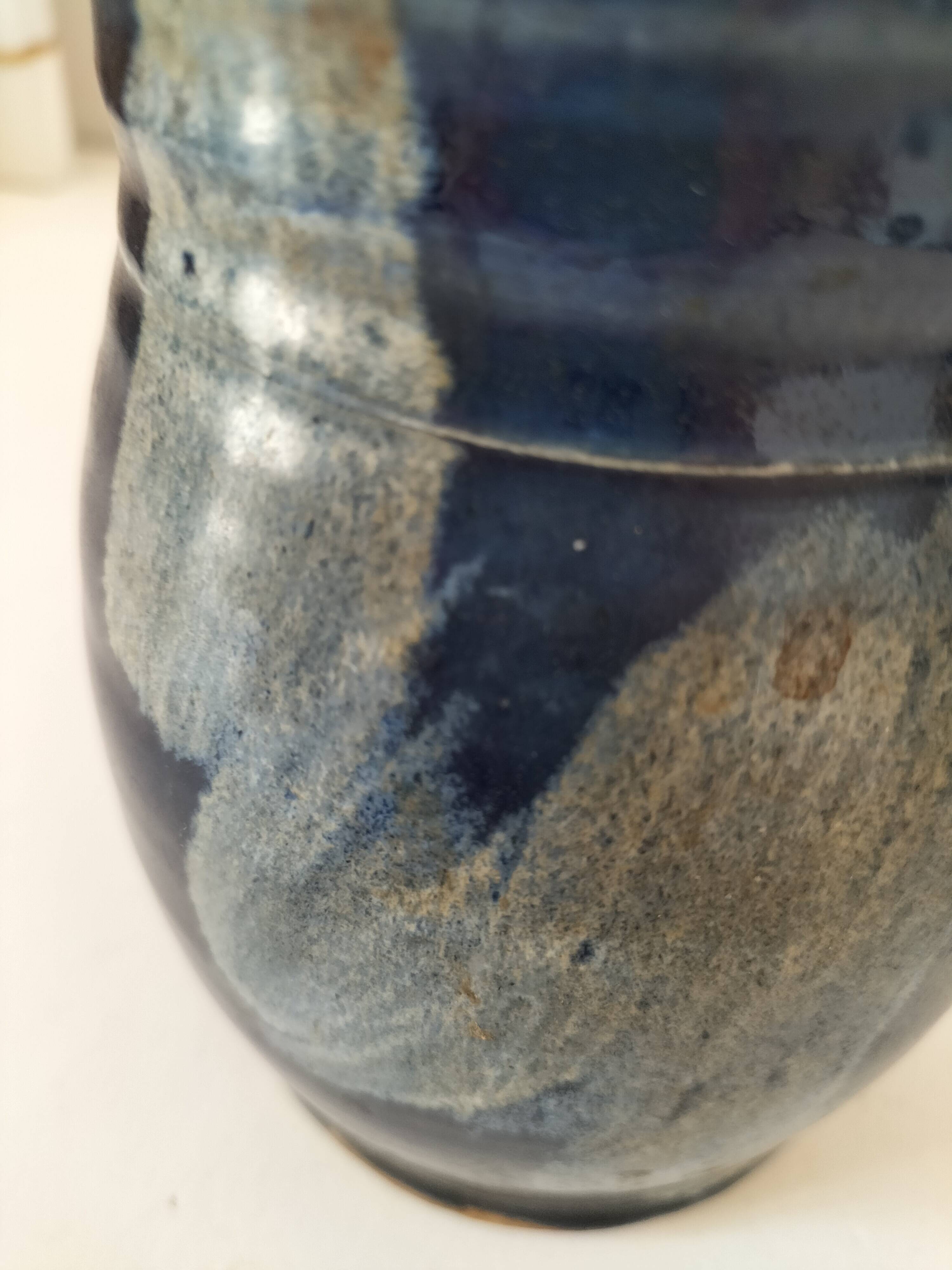 Stoneware pitcher Saint-Père, deep blue nuanced glaze