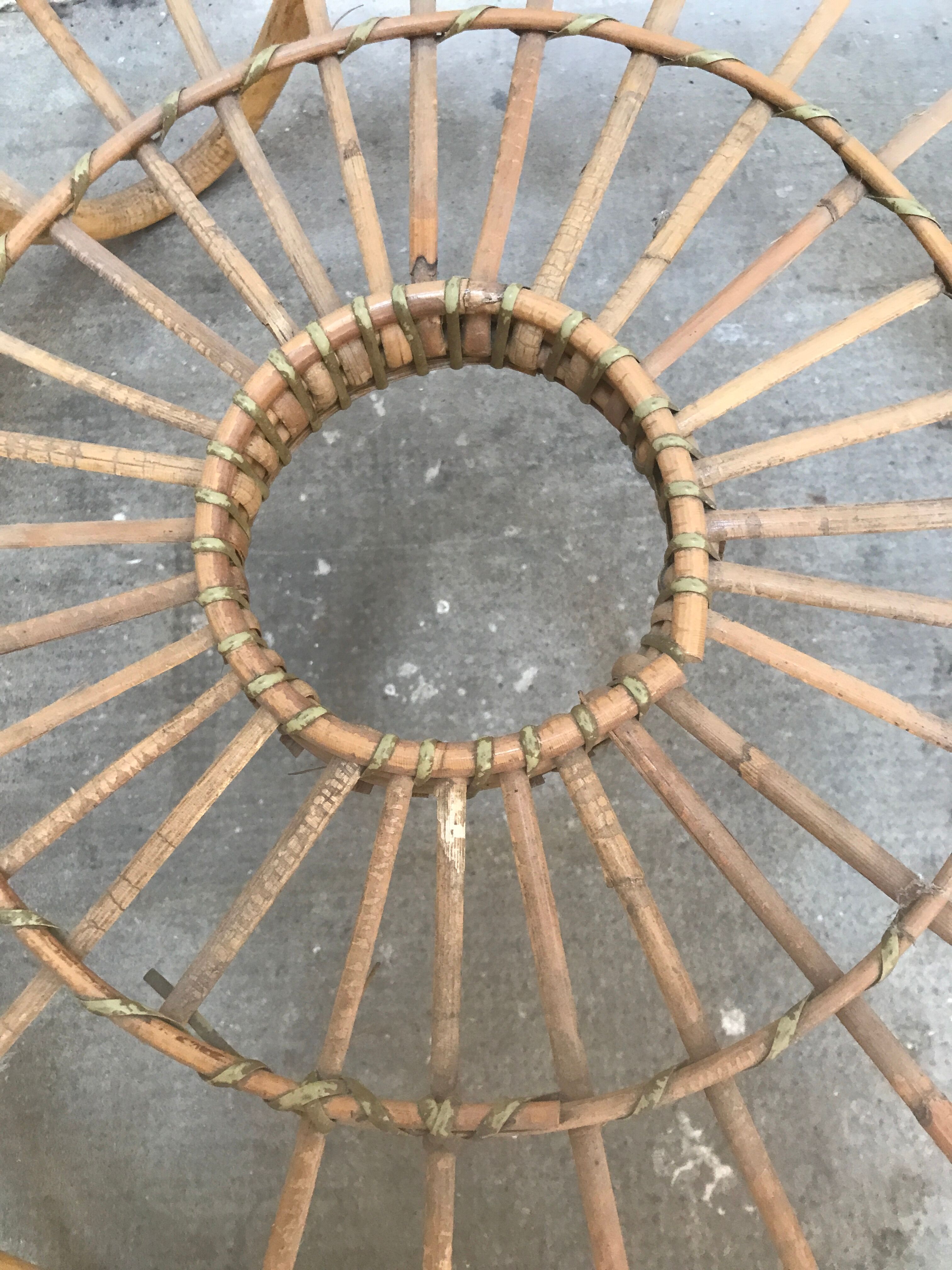 Bamboo and glass coffee table