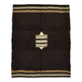 Dark Brown Beige Aesthetic Vintage Rug, 135x165Cm