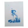 Cyanotype original on watercolor paper