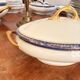 Small Soup Tureen Porcelain Limoges Blue Gold Betoule & Legrand France 1/2