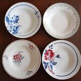 Assiettes creuses en terre de fer Longwy, Digoin Sarreguemines, Moulin des Loups Hamage & Lunéville