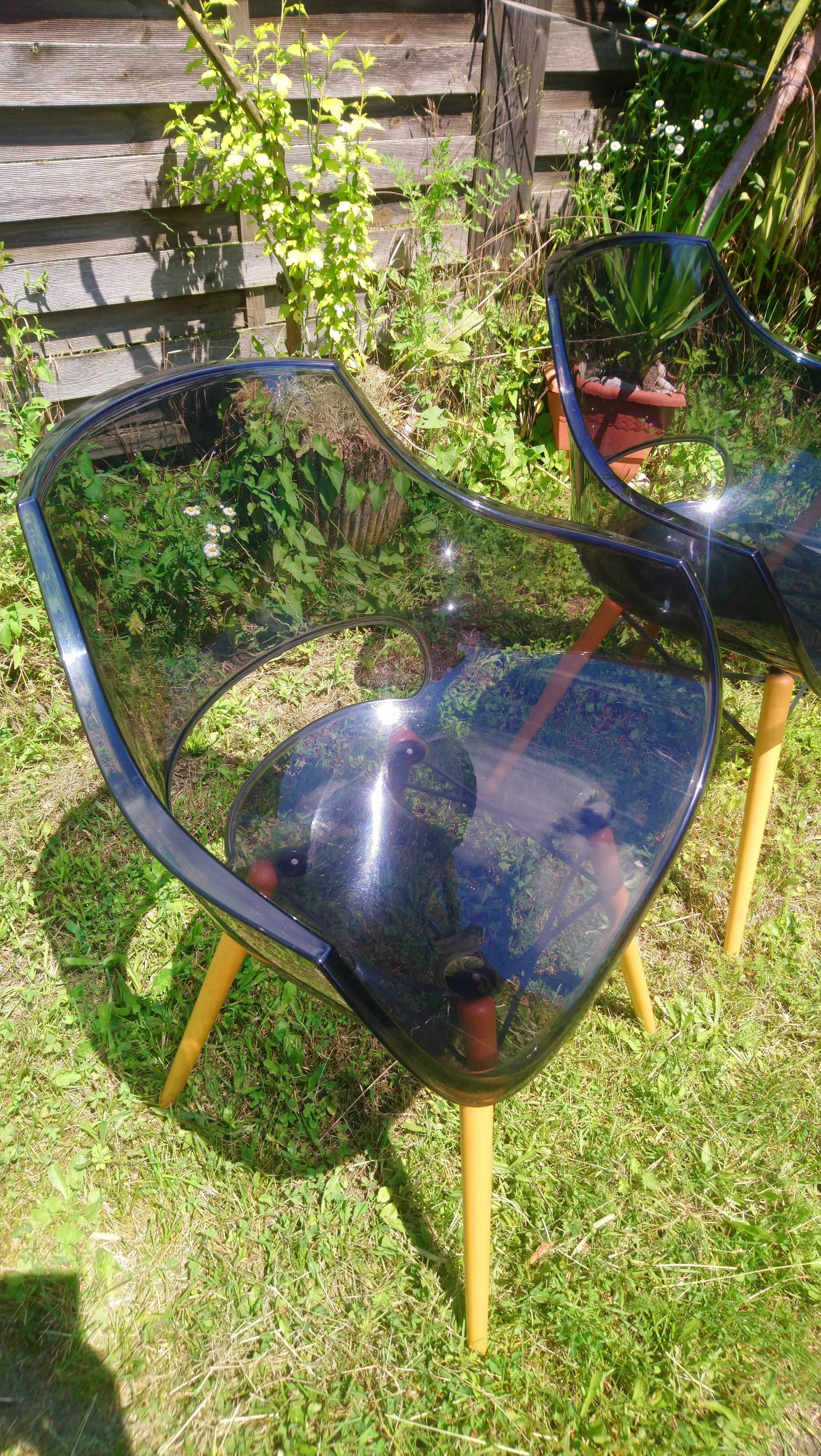 Lot of Opal Wox grey smoke chairs with beech legs.