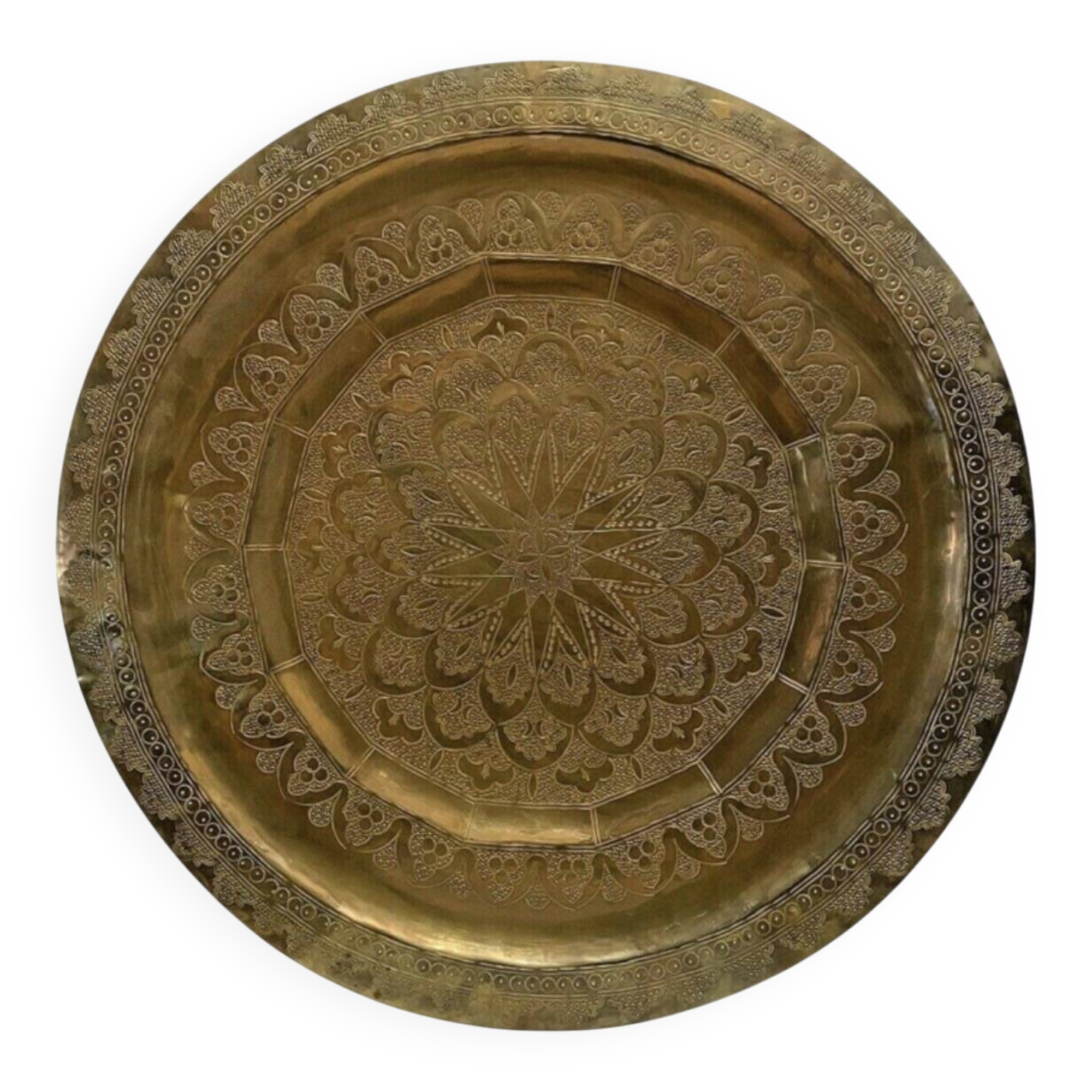 Chic vintage ethnic decorative oriental engraved copper plate