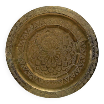 Chic vintage ethnic decorative oriental engraved copper plate