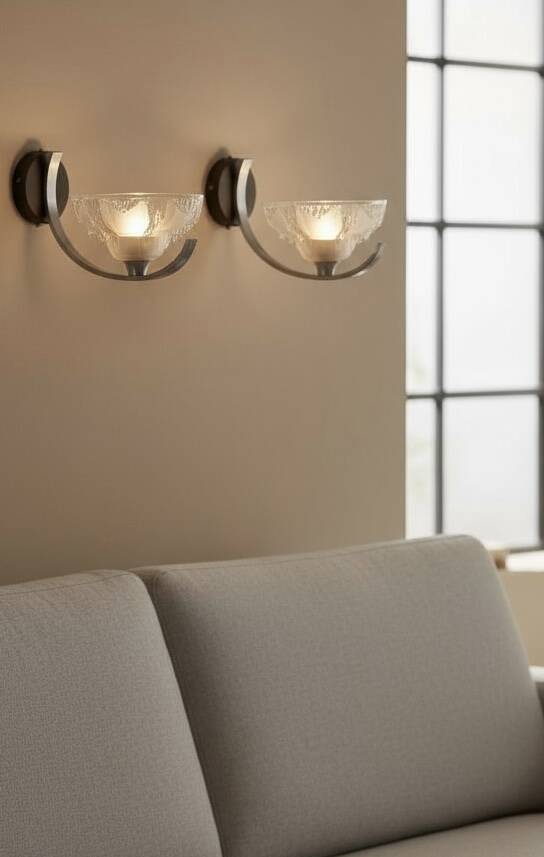 Pair of Ezan art deco glass and chrome wall lights