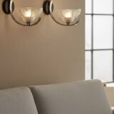 Pair of Ezan art deco glass and chrome wall lights