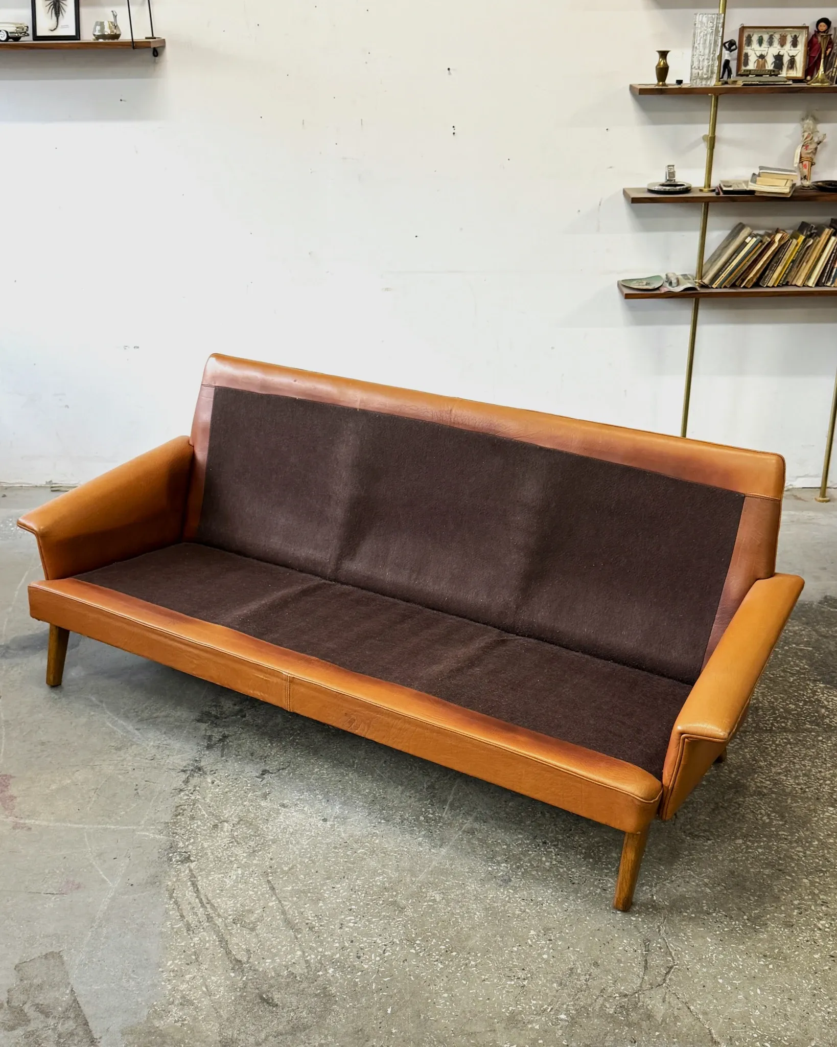 Leather sofa, Denmark, 1960s/70s, vintage, mid-century modern