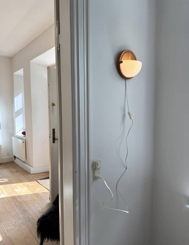Wall lamps /wall sconce, pine wood / acryl marksljöd, sweden 1970s, pair