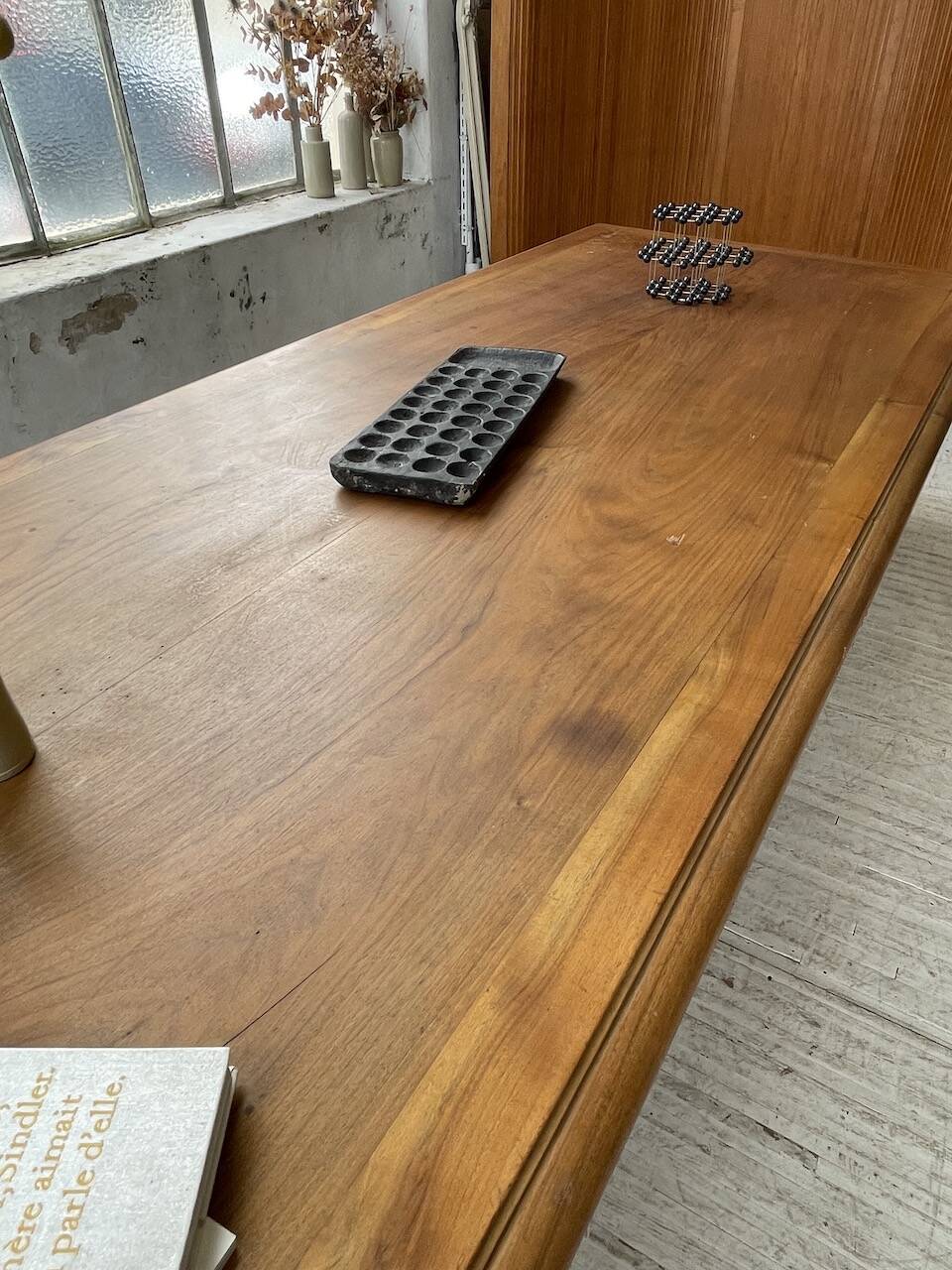 Solid walnut farmhouse castle table 1900 XXL